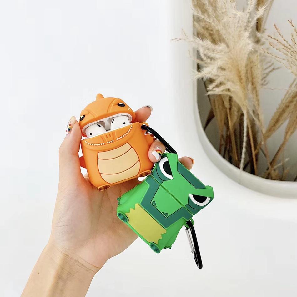 Cute Orange Dino Premium AirPods Case Shock Proof Cover