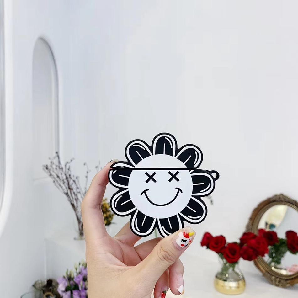 Black and White 'X Eyes Sunflower Premium AirPods Case Shock Proof Cover