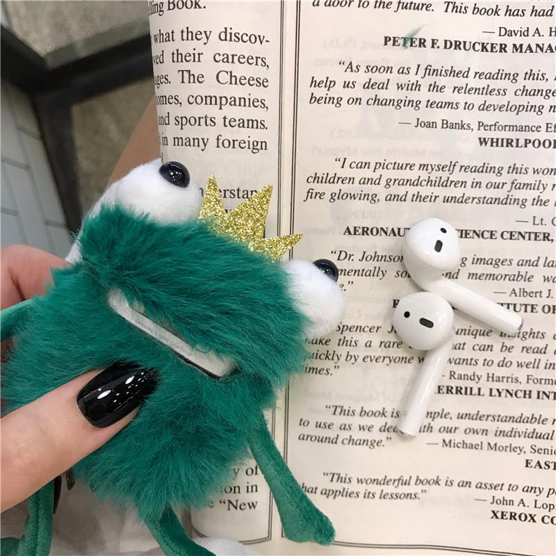 Furry Plush Frog Premium AirPods Case Shock Proof Cover