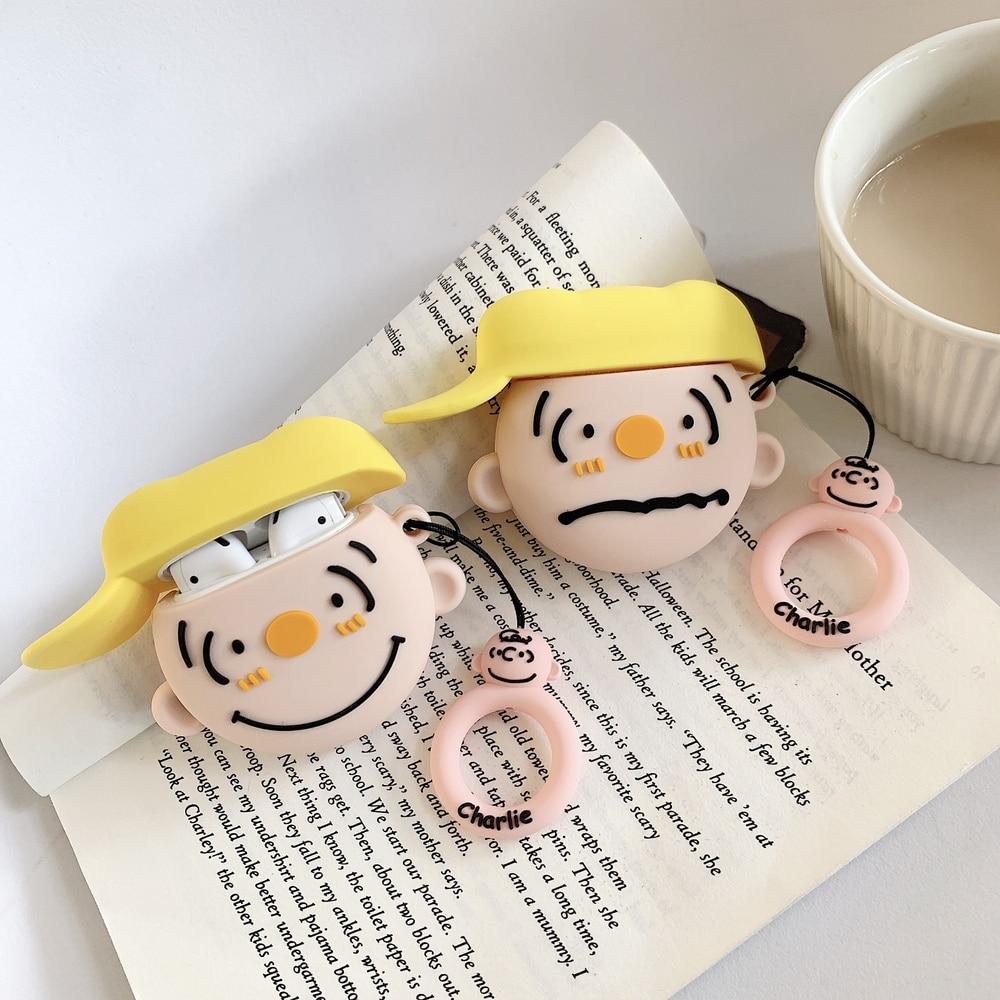 Charlie Brown 'Frowning with Cap' Premium AirPods Case Shock Proof Cover