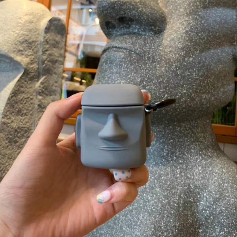 Cute Easter Island 'Moai Statue' Premium AirPods Case Shock Proof Cover