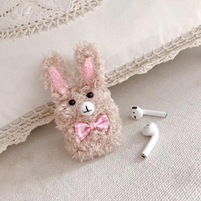 Cute Plush Furry Bunny Premium AirPods Case Shock Proof Cover
