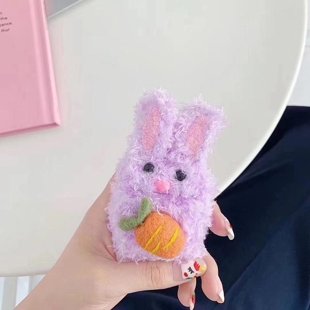 Cute Plush Furry Bunny Premium AirPods Case Shock Proof Cover