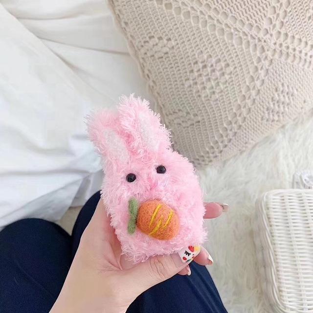 Cute Plush Furry Bunny Premium AirPods Case Shock Proof Cover