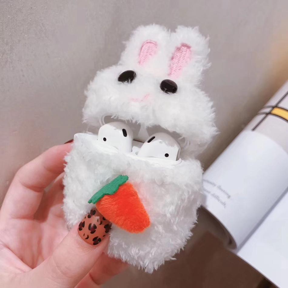 Cute Plush Furry Bunny Premium AirPods Case Shock Proof Cover