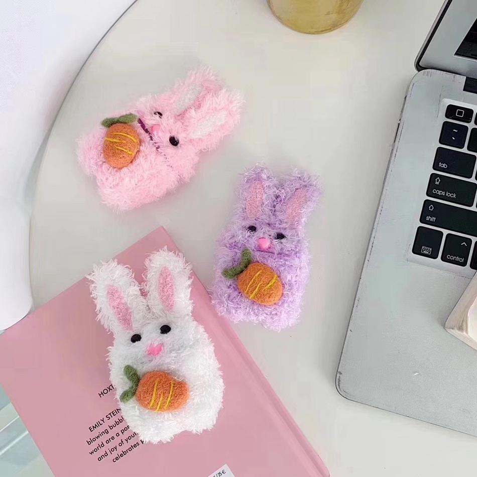 Cute Plush Furry Bunny Premium AirPods Case Shock Proof Cover