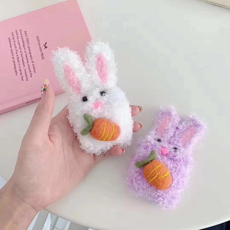 Cute Plush Furry Bunny Premium AirPods Case Shock Proof Cover