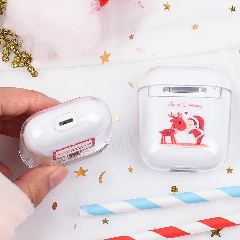 Cute Christmas Clear Acrylic AirPods Case Shock Proof Cover