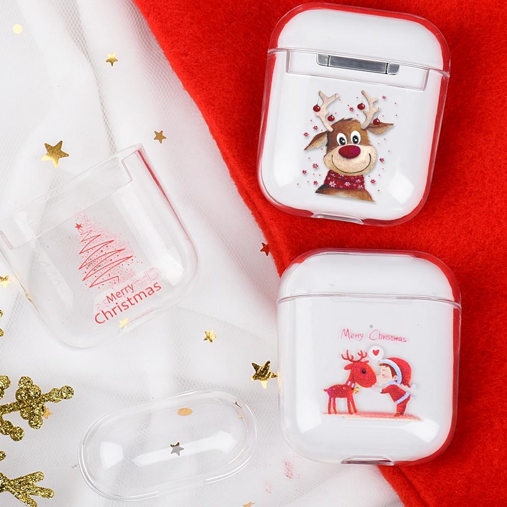 Cute Christmas Clear Acrylic AirPods Case Shock Proof Cover