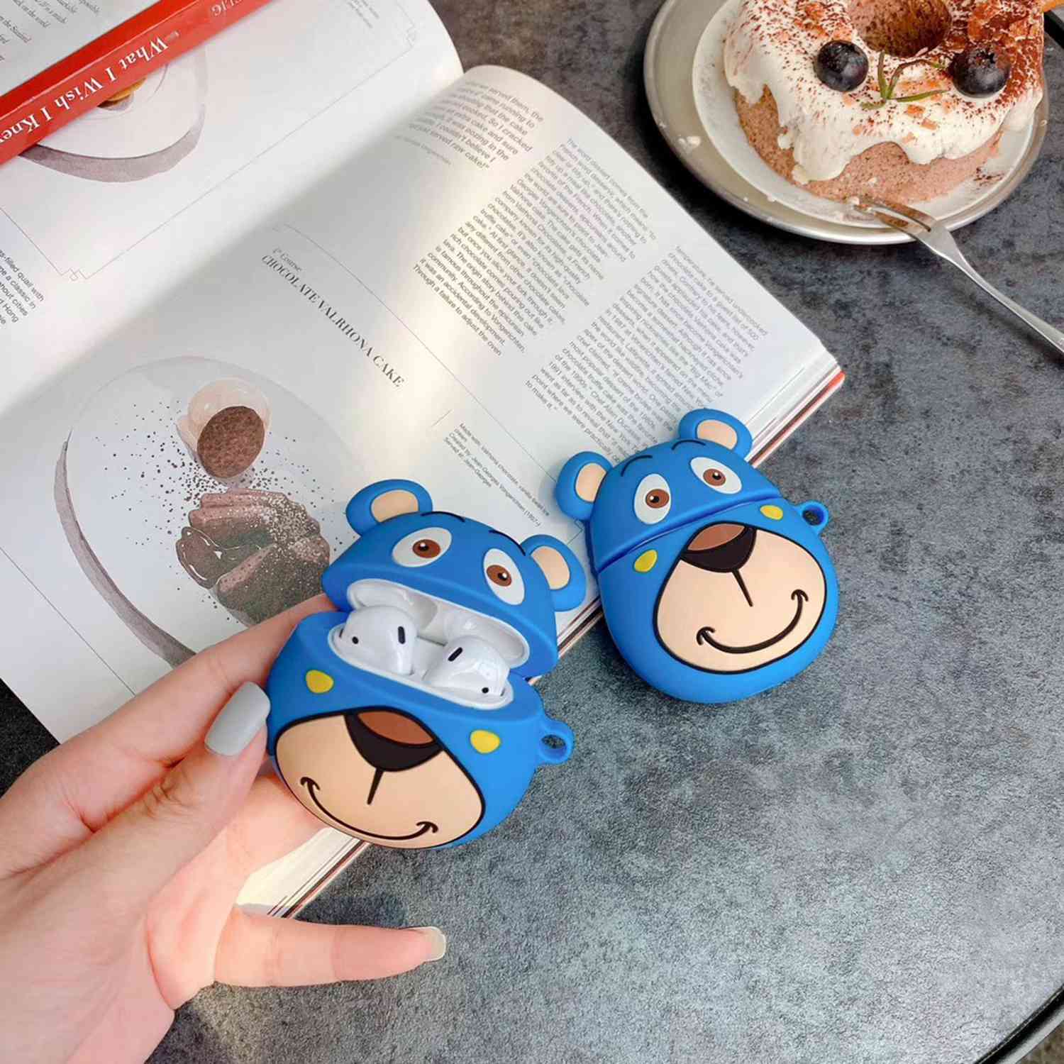 Blue Teddy Bear Premium AirPods Case Shock Proof Cover