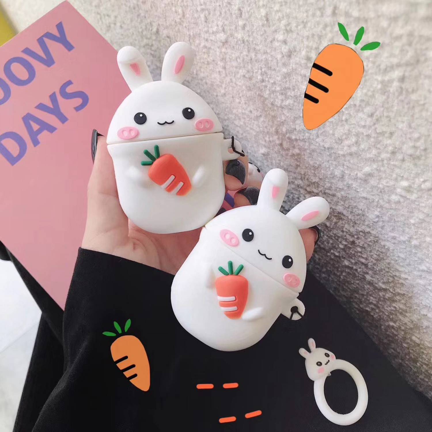 Bunny Holding a Carrot Premium AirPods Case Shock Proof Cover