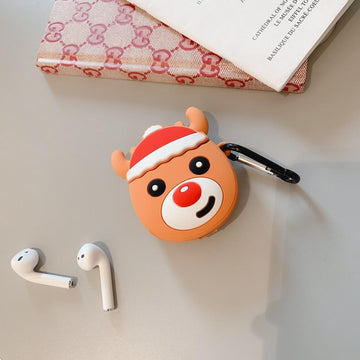 Cute Christmas Smirky Reindeer Premium AirPods Case Shock Proof Cover