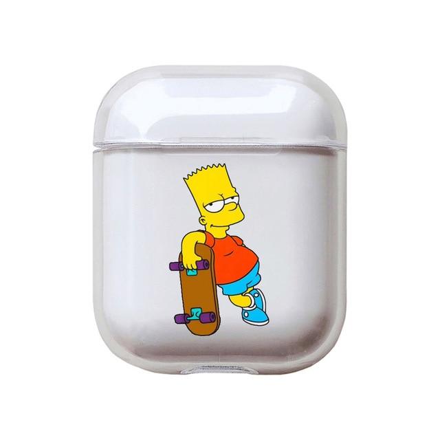 The Simpsons 'Bart Skating' Clear Acrylic AirPods Case Shock Proof Cover