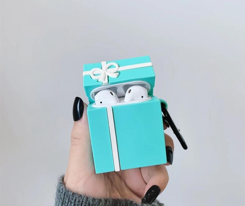 Cute Tiffany Blue Bow Gift Box Premium AirPods Case Shock Proof Cover