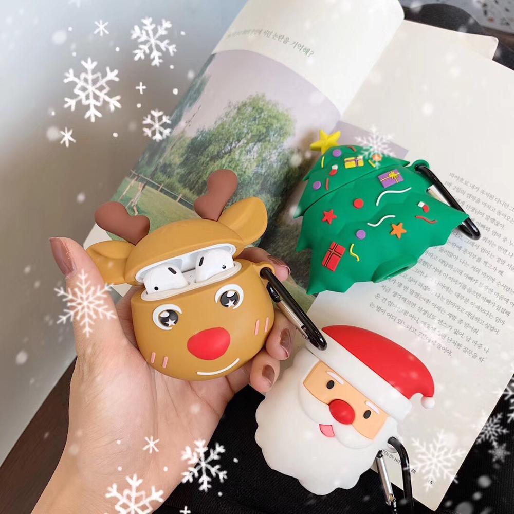 Happy Reindeer with Antlers Premium AirPods Case Shock Proof Cover