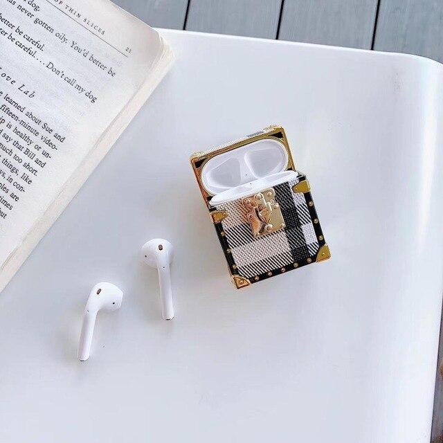 Luxury Square Metal Rivet Chest AirPods Case Shock Proof Cover