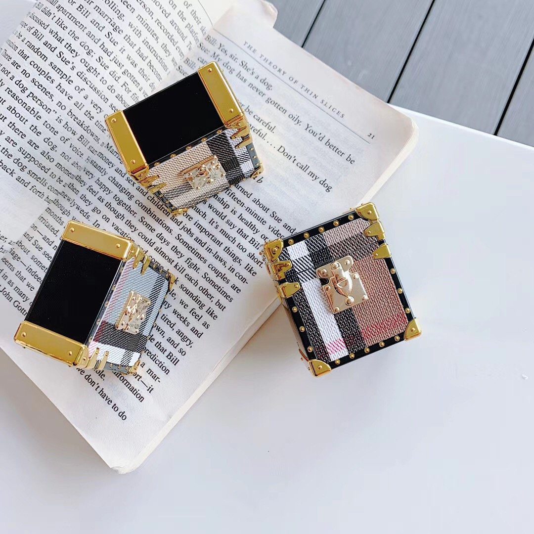 Luxury Square Metal Rivet Chest AirPods Case Shock Proof Cover