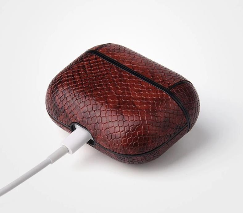 Vegan Snake Skin Leather  AirPods Pro Case Shock Proof