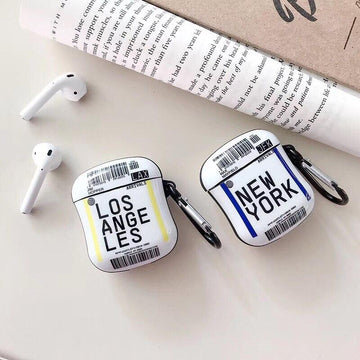 Boarding Pass 'Los Angeles New York' AirPods Case Shock Proof Cover