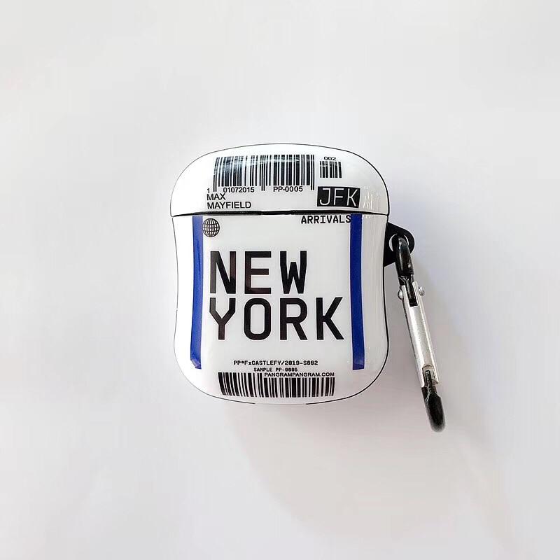 Boarding Pass 'Los Angeles New York' AirPods Case Shock Proof Cover