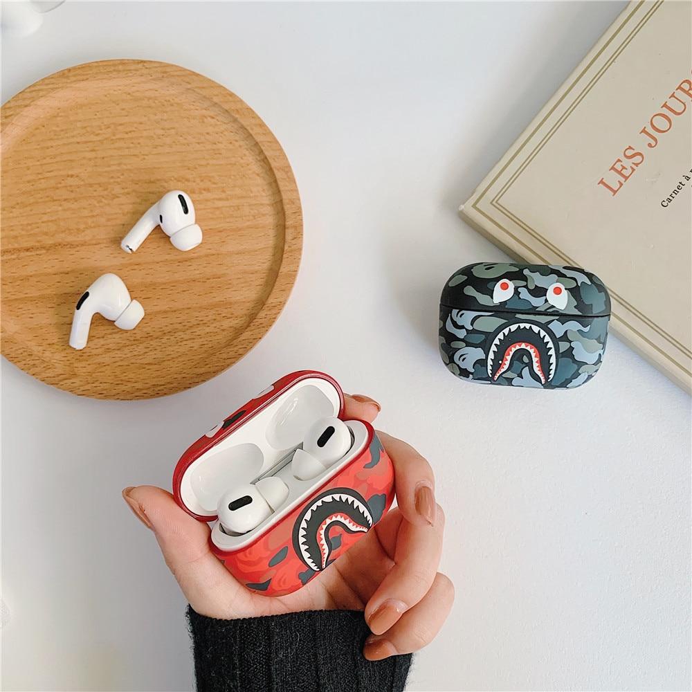 Fashion Camouflage Shark AirPods Pro Case Shock Proof Cover