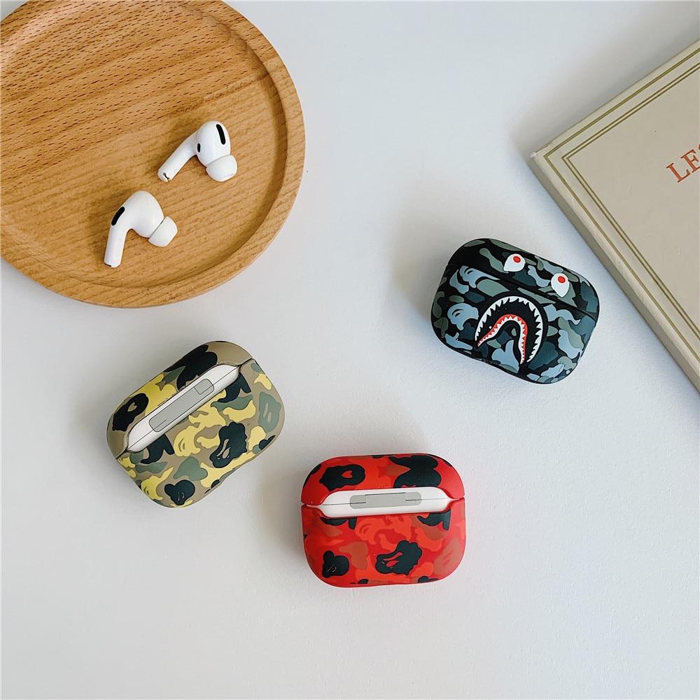 Fashion Camouflage Shark AirPods Pro Case Shock Proof Cover