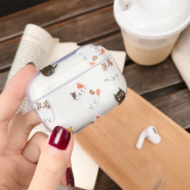 Cute Kitty Clear Acrylic AirPods Pro Case Shock Proof Cover