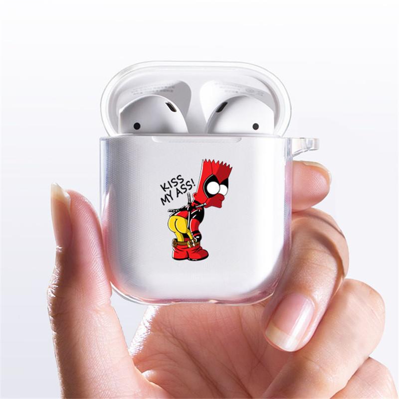 The Simpsons 'Deadpool Bart | Homer Got Beer' Clear Acrylic AirPods Case Shock Proof Cover