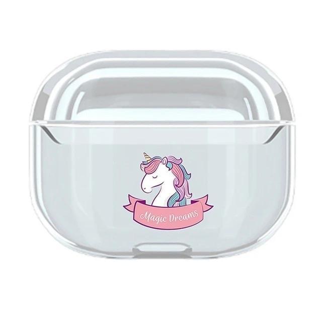 Cute Unicorn Clear Acrylic AirPods Pro Case Shock Proof Cover