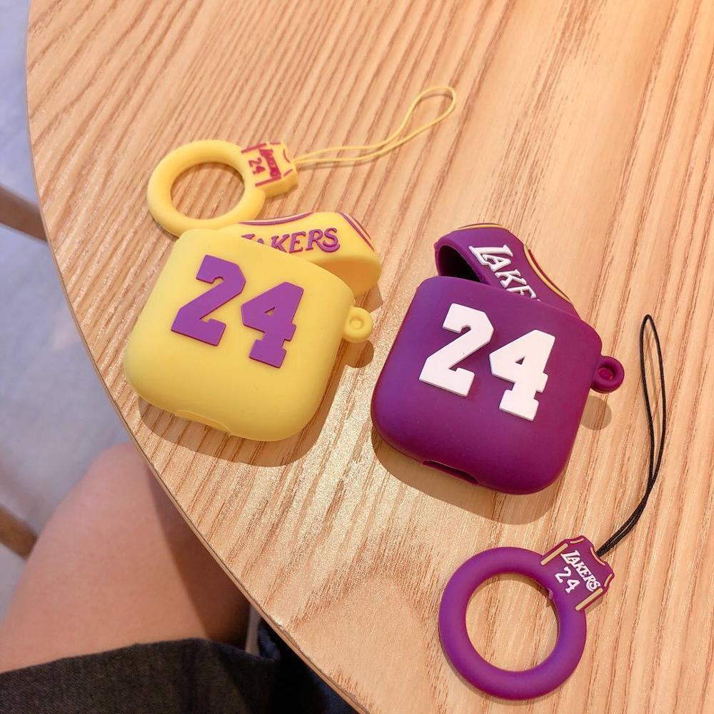 Basketball Lakers No. 24 Jersey AirPods Case Shock Proof Cover