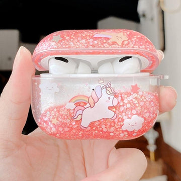 Glitter Liquid Quicksand Unicorn AirPods Pro Case Shock Proof Cover