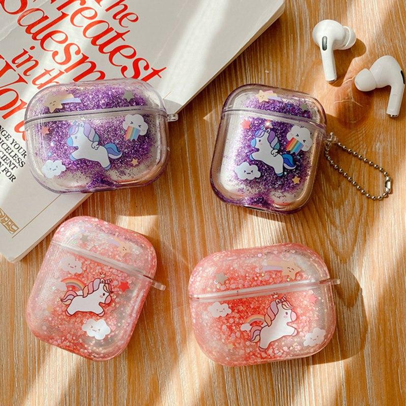 Glitter Liquid Quicksand Unicorn AirPods Pro Case Shock Proof Cover