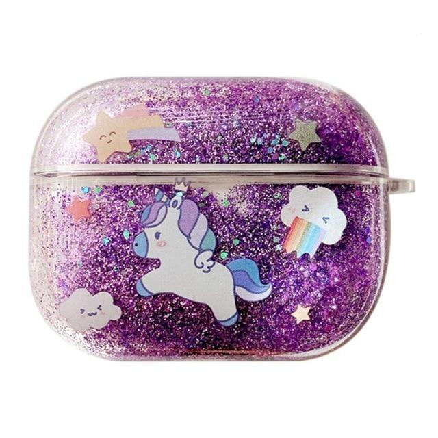 Glitter Liquid Quicksand Unicorn AirPods Pro Case Shock Proof Cover