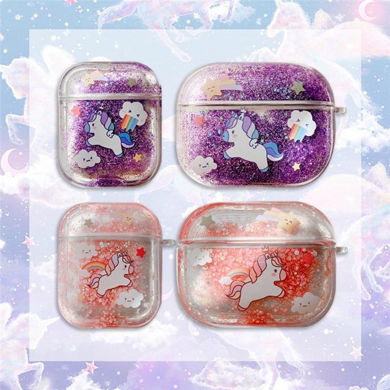 Glitter Liquid Quicksand Unicorn AirPods Case Shock Proof Cover