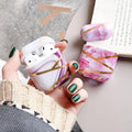 Marble and Gold Filigree Plastic AirPods Case Shock Proof Cover