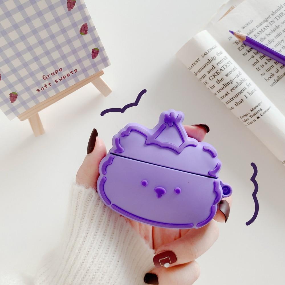 Cute Purple Bear | Pink Cloud Premium AirPods Case Shock Proof Cover