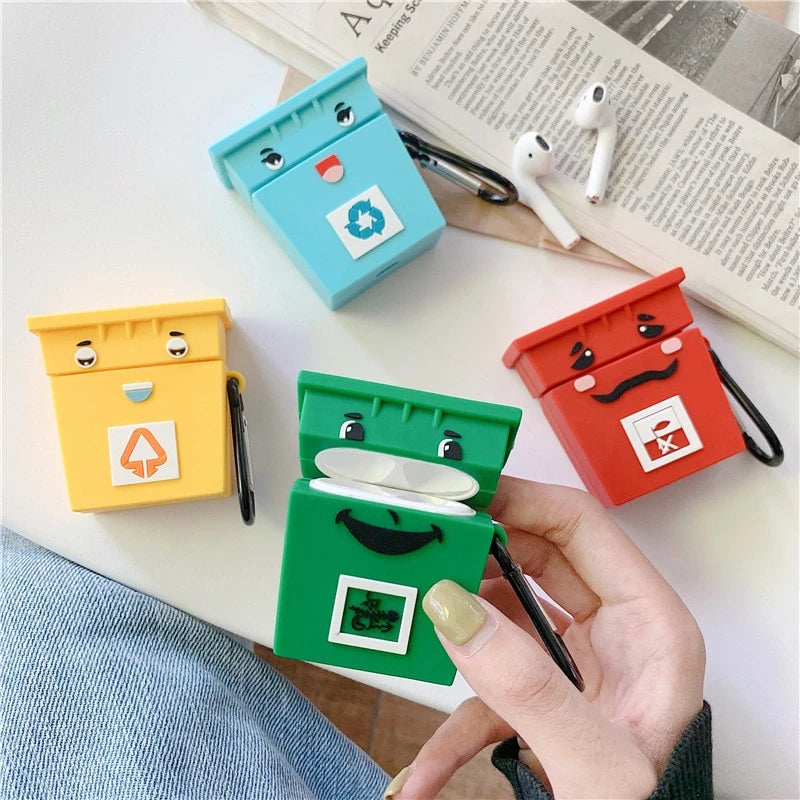 Cute Recycling Rubbish Bins AirPods Case Shock Proof Cover