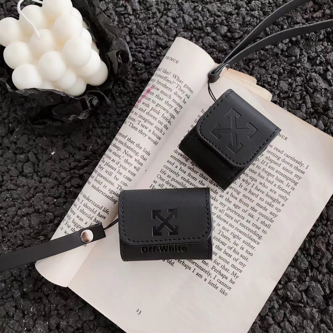 Off White Vegan Leather Airpods Holster