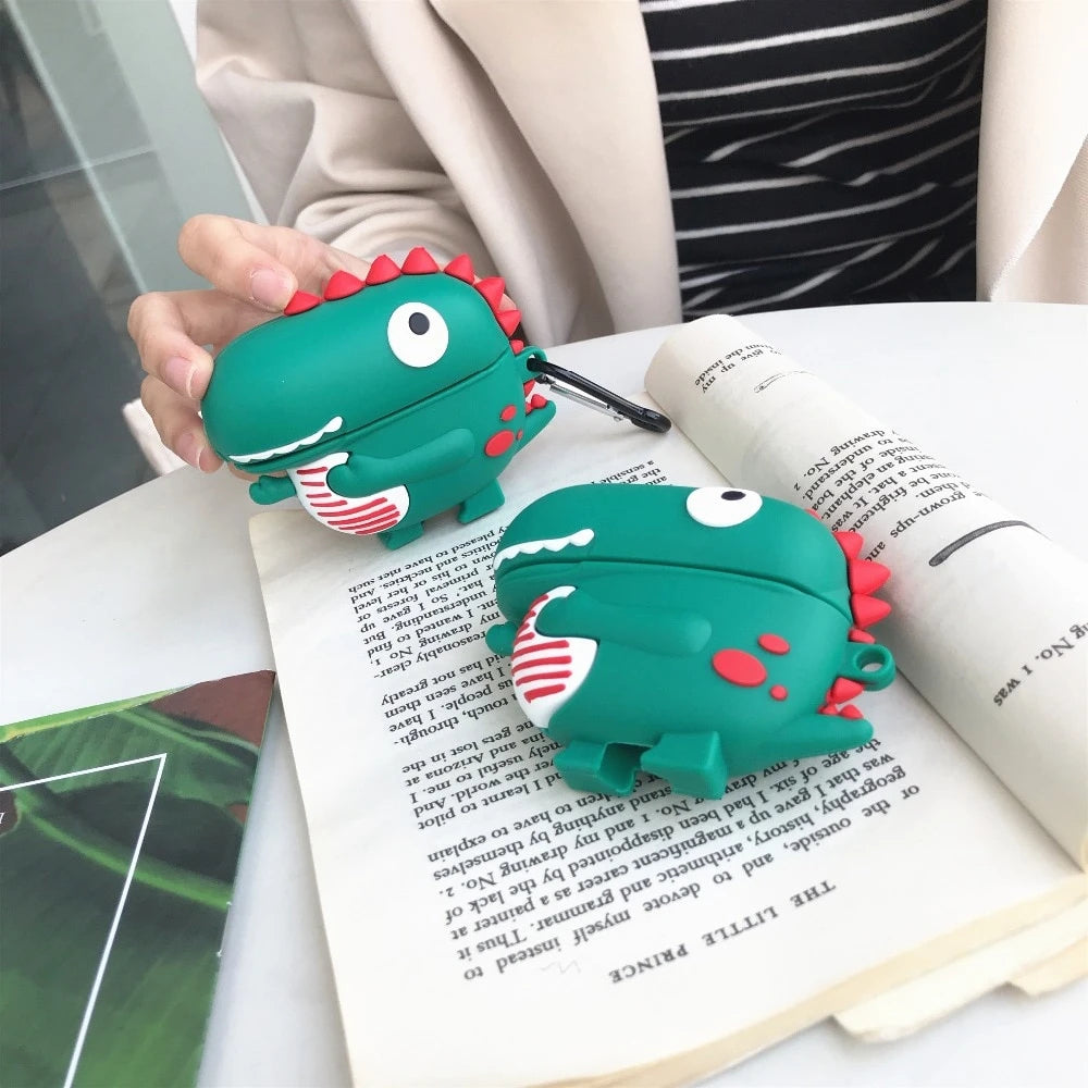 Cute Excited Dino AirPods Case Shock Proof Cover