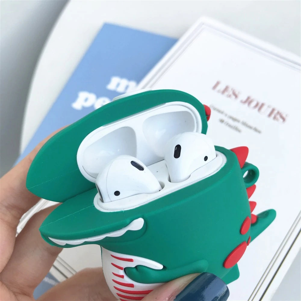 Cute Excited Dino AirPods Case Shock Proof Cover