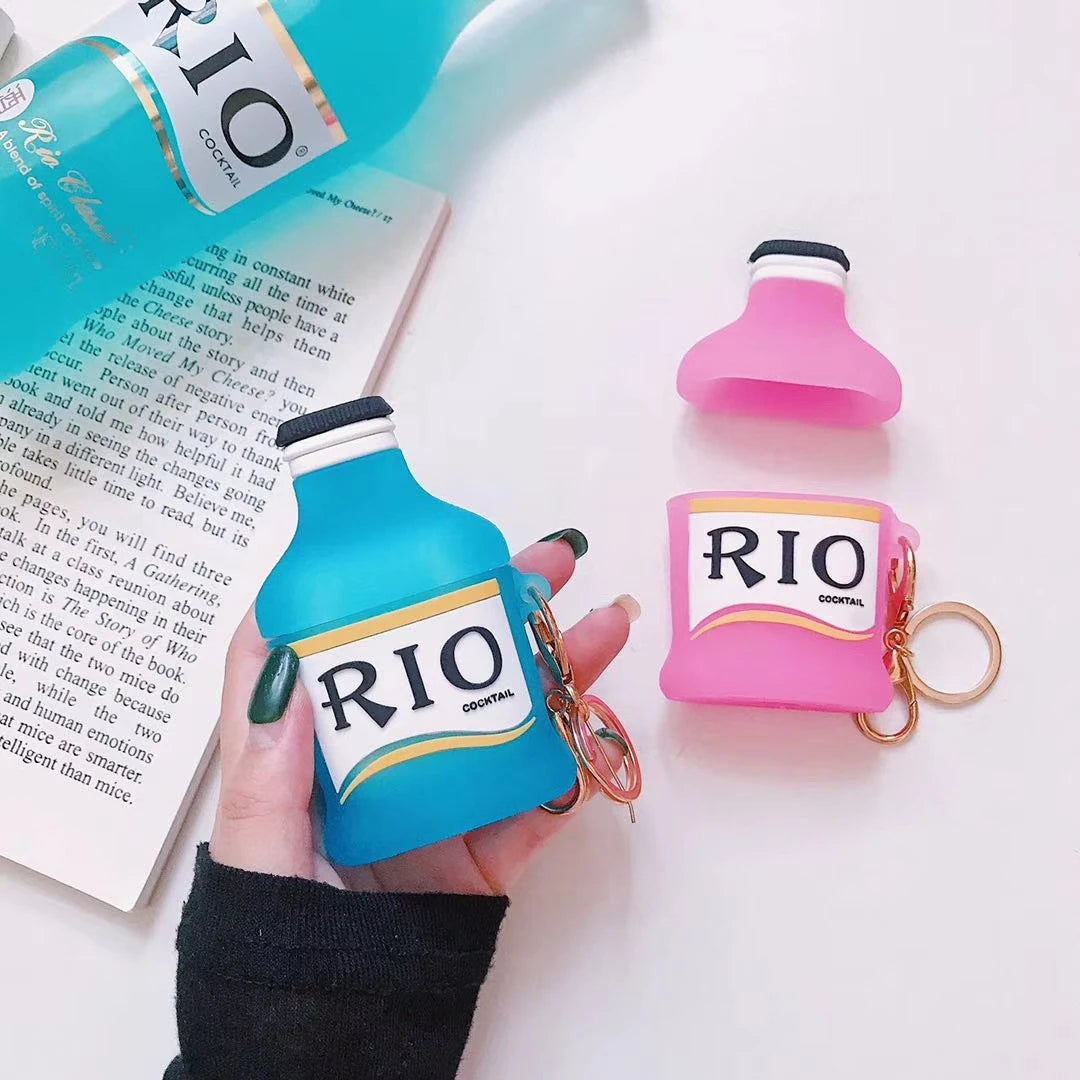 Pink RIO Cocktail Bottle Premium AirPods Case Shock Proof Cover