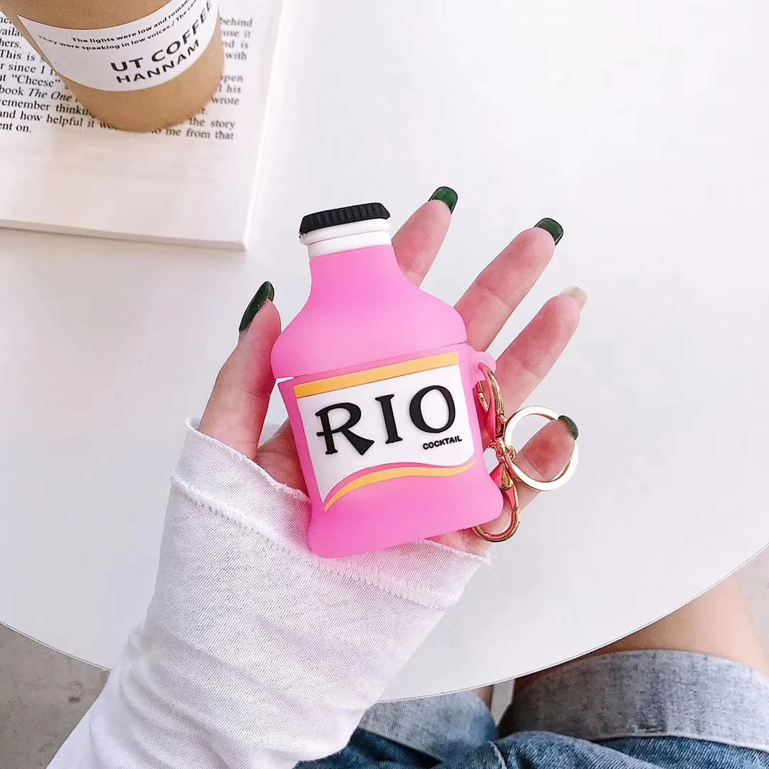 Pink RIO Cocktail Bottle Premium AirPods Case Shock Proof Cover