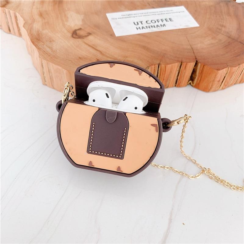 Luxury Brown Round Bag Premium AirPods Case Shock Proof Cover