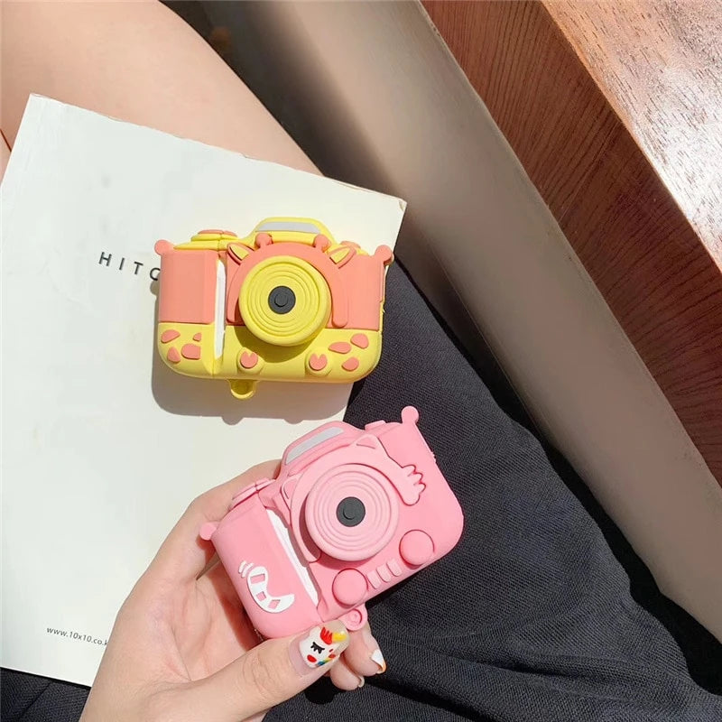 Cute Giraffe Camera AirPods Case Shock Proof Cover