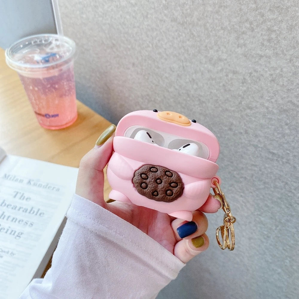 Pig Eating a Cookie Premium AirPods Pro Case Shock Proof Cover