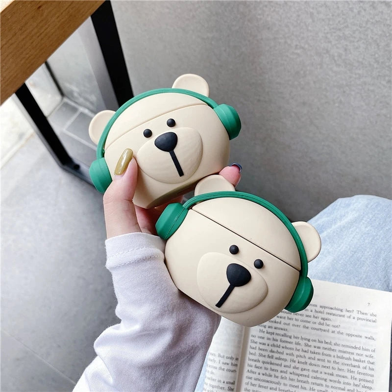 Teddy Bear in Headphones Premium AirPods Case Shock Proof Cover