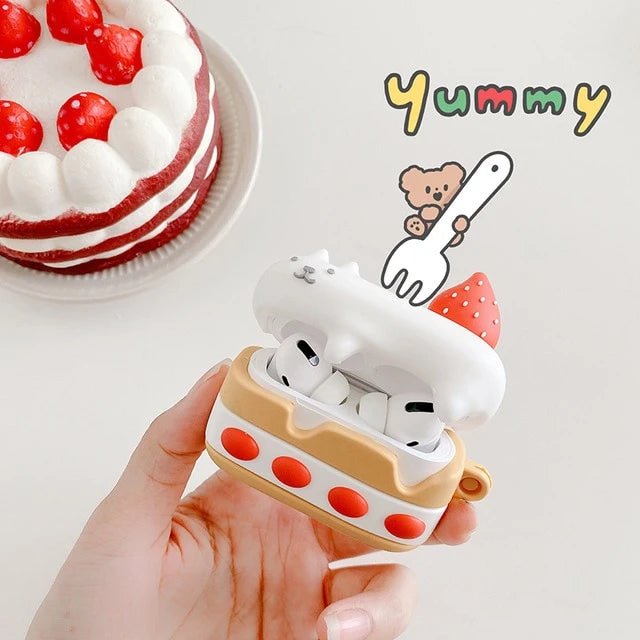 Cute Strawberry Shortcake Cat Premium AirPods Pro Case Shock Proof Cover