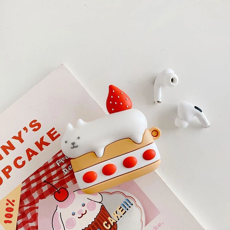 Cute Strawberry Shortcake Cat Premium AirPods Pro Case Shock Proof Cover