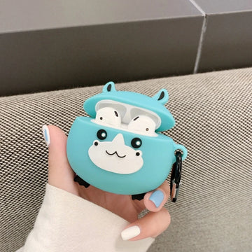 Cute Round Hippo Premium AirPods Case Shock Proof Cover