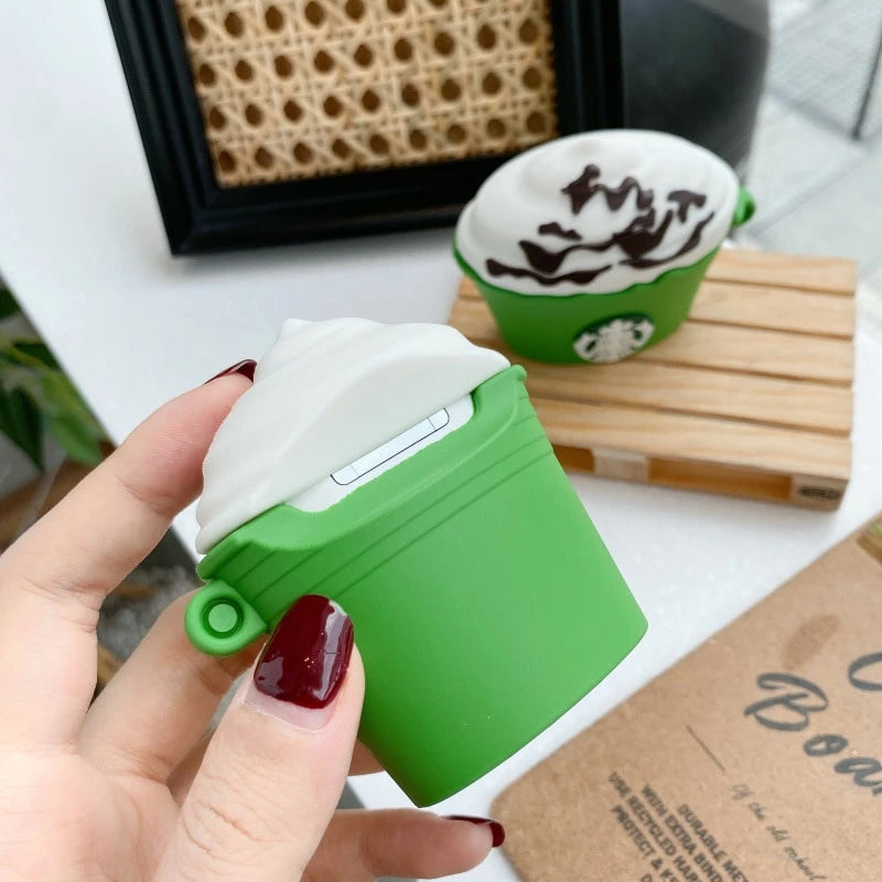 Starbucks Matcha Ice Green Tea Latte Premium AirPods Case Shock Proof Cover